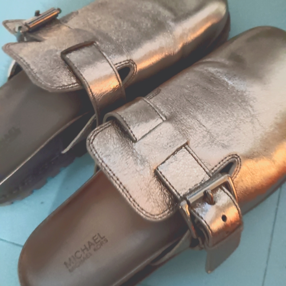 Michael Kors Metallic Birkenstock Slip-On Shoes